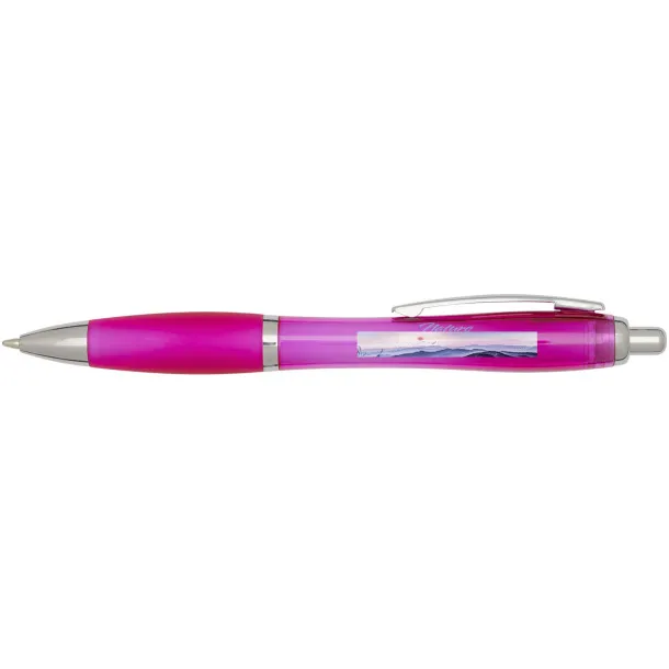 Nash RCS recycled plastic ballpoint pen with coloured barrel and grip (blue ink) Pink
