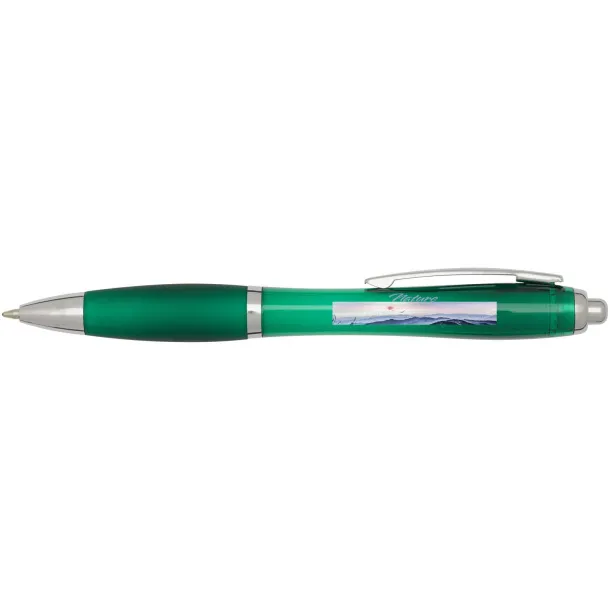Nash RCS recycled plastic ballpoint pen with coloured barrel and grip (blue ink) Green