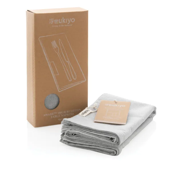  Ukiyo Aware™ 180gr rcotton table napkins 4pcs set - Ukiyo Grey 