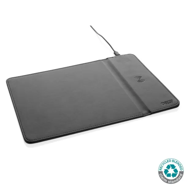  Swiss Peak RCS recycled PU 10W wireless charging mousepad - Swiss Peak Black 