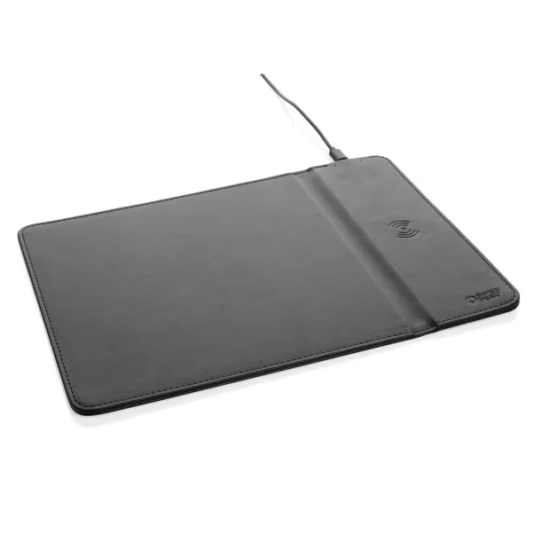  Swiss Peak RCS recycled PU 10W wireless charging mousepad - Swiss Peak Black 