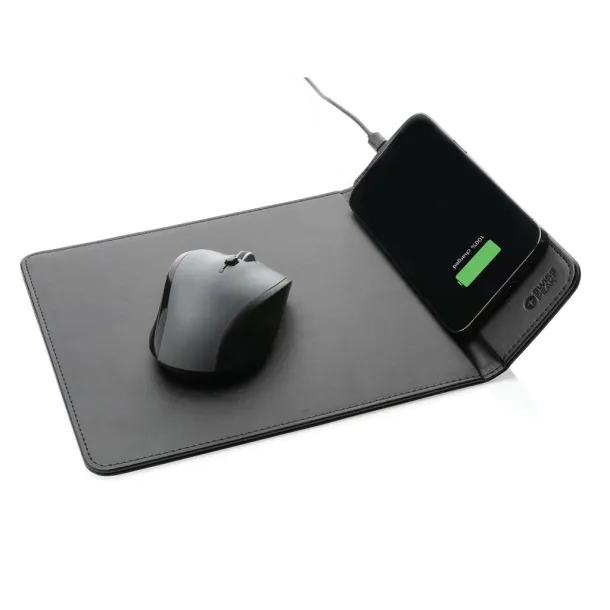  Swiss Peak RCS recycled PU 10W wireless charging mousepad - Swiss Peak Black 