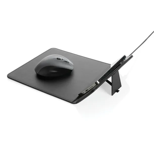  Swiss Peak RCS recycled PU 10W wireless charging mousepad - Swiss Peak Black 