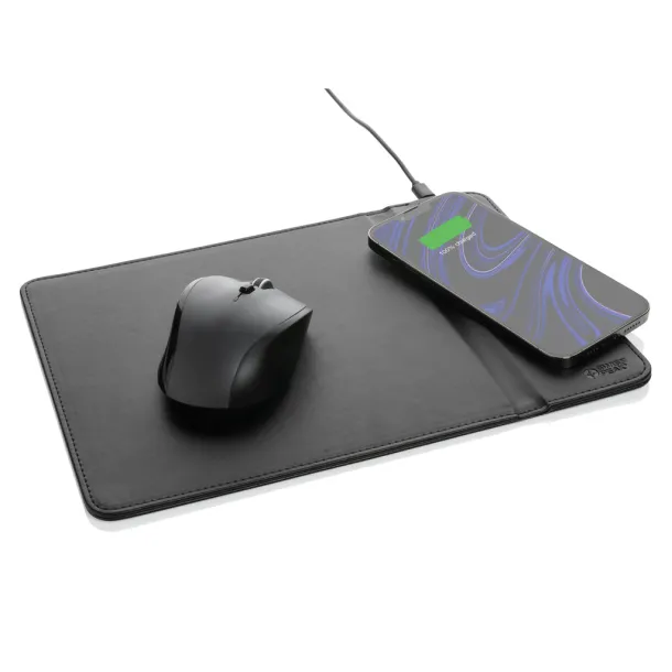  Swiss Peak RCS recycled PU 10W wireless charging mousepad - Swiss Peak Black 