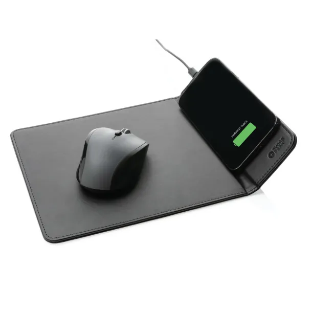  Swiss Peak RCS recycled PU 10W wireless charging mousepad - Swiss Peak Black 