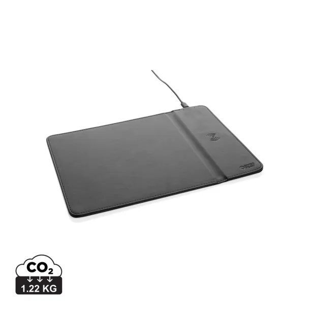  Swiss Peak RCS recycled PU 10W wireless charging mousepad - Swiss Peak Black 