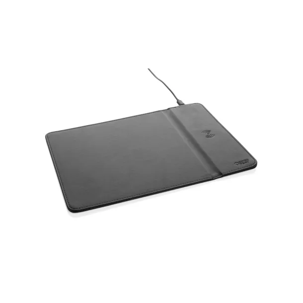  Swiss Peak RCS recycled PU 10W wireless charging mousepad - Swiss Peak Black 