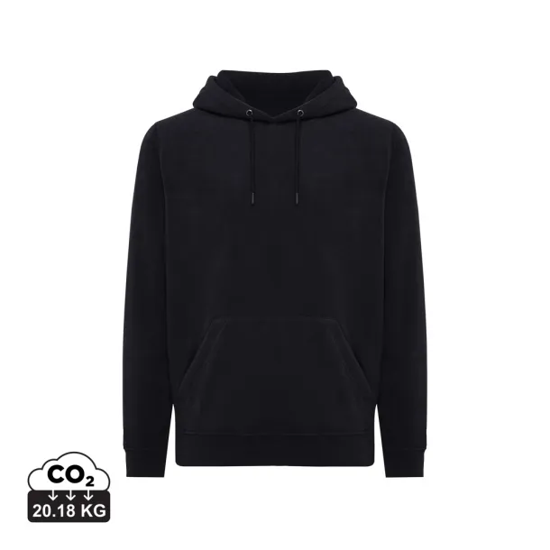  Iqoniq Trivor unisex mikroflis hoodie od recikliranog poliestera, 240 g/m² - iqoniq Crna