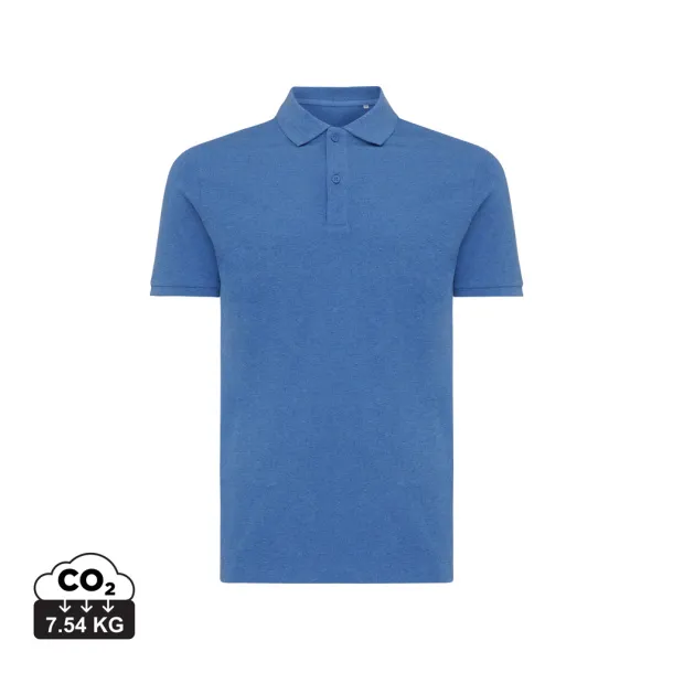  Iqoniq Yosemite unisex polo kratka majica od recikliranog pique pamuka, 220 g/m² - iqoniq heather blue