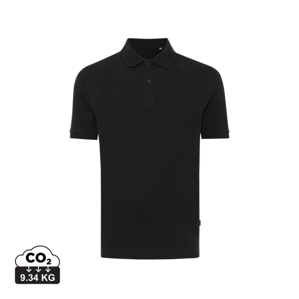  Iqoniq Yosemite unisex polo kratka majica od recikliranog pique pamuka, 220 g/m² - iqoniq Crna