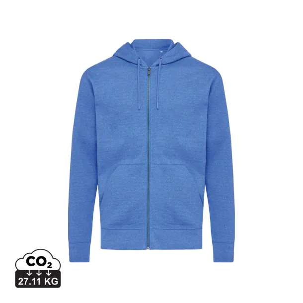  Iqoniq Abisko hoodie sa zatvaračem od recikliranog pamuka - iqoniq heather blue