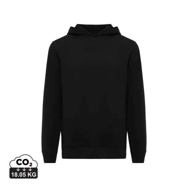 Iqoniq Yengo unisex hoodie od recikliranog pamuka s bočnim džepovima, 280 g/m² - iqoniq Crna