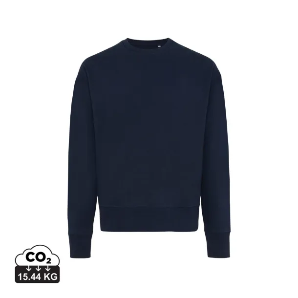  Iqoniq Kruger unisex opušteni pulover od recikliranog pamuka, 340 g/m² - iqoniq navy