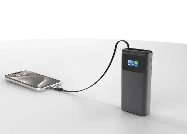  Quantum RCS ultra-fast PD45W 10.000mAh powerbank with screen Grey Black