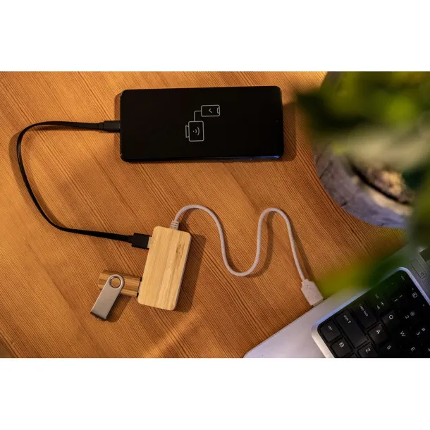 Kenzie B'RIGHT USB hub od bambusa wood