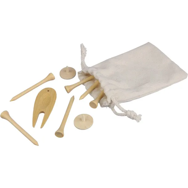  Wooden golf accessories set brown