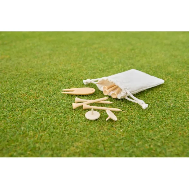  Wooden golf accessories set brown