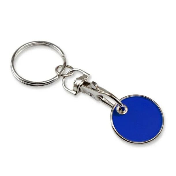  Keyring with shopping cart coin navy blue