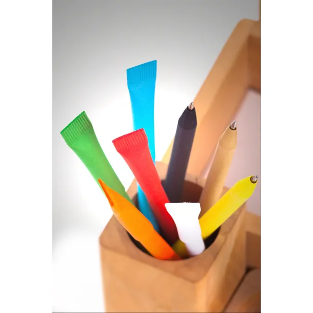  Ball pen made of rolled paper with cap Neutral