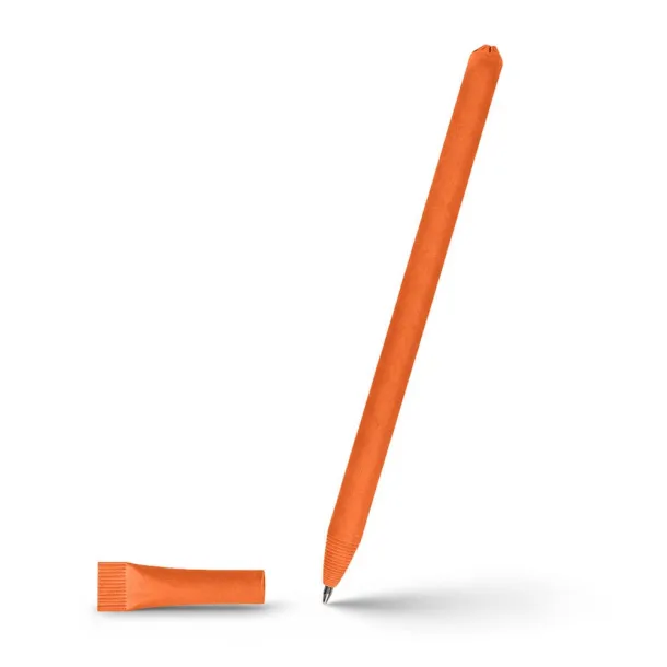  Ball pen made of rolled paper with cap Narančasta