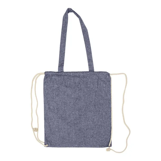  Recycled cotton bag 2 in 1, drawstring bag and shopping bag Plava