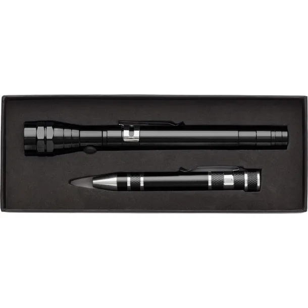  Tool set, 3 LED telescopic torch, screwdriver 8 el. Crna
