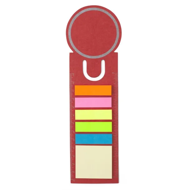  Memo holder, sticky notes, bookmark, notebook, ruler Crvena