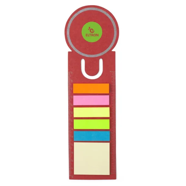  Memo holder, sticky notes, bookmark, notebook, ruler Crvena
