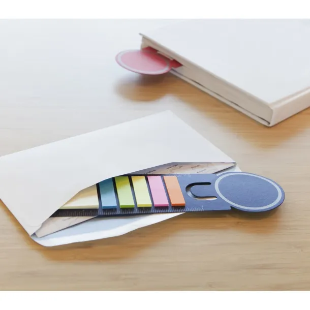  Set ljepljivih bilješki, bookmark, blokić, ravnalo Mornarski plava