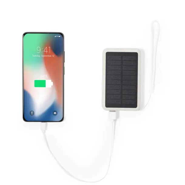  Prijenosna baterija sa solarnim punjačem od pšenične slame, 5 000 mAh Neutral