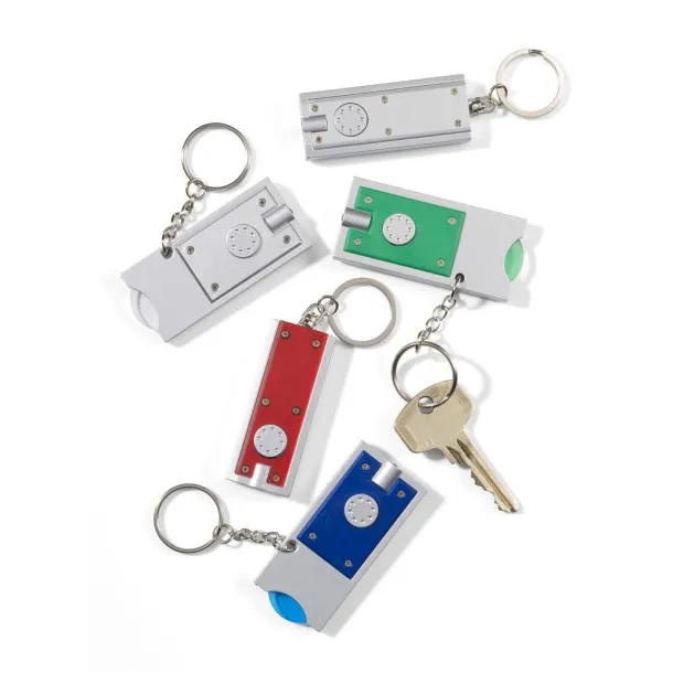  Keyring with shopping cart coin and LED light Crvena