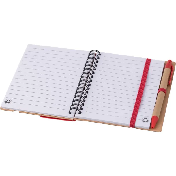  Memo holder, notebook, sticky notes, ball pen Crvena