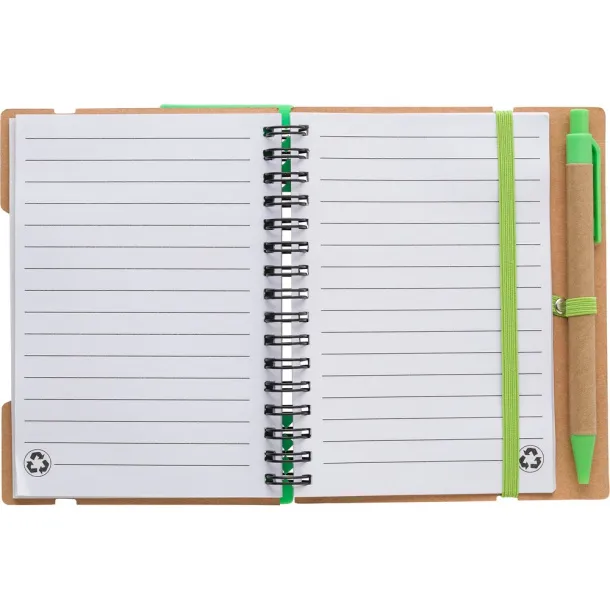  Memo holder, notebook, sticky notes, ball pen light green