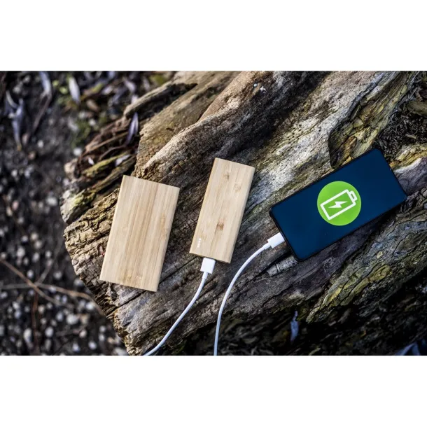  B'RIGHT prijenosna baterija od bambusa, 5 000 mAh wood