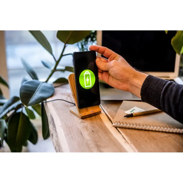  B'RIGHT bamboo wireless charger 10W, phone stand wood