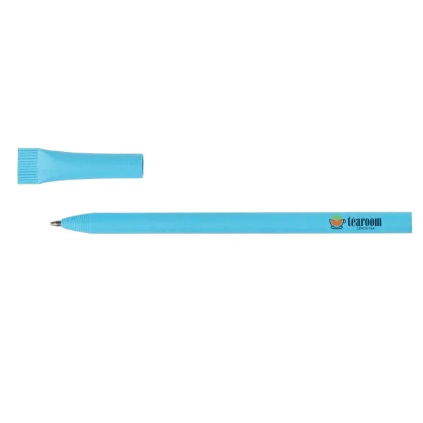  Ball pen made of rolled paper with cap Plava