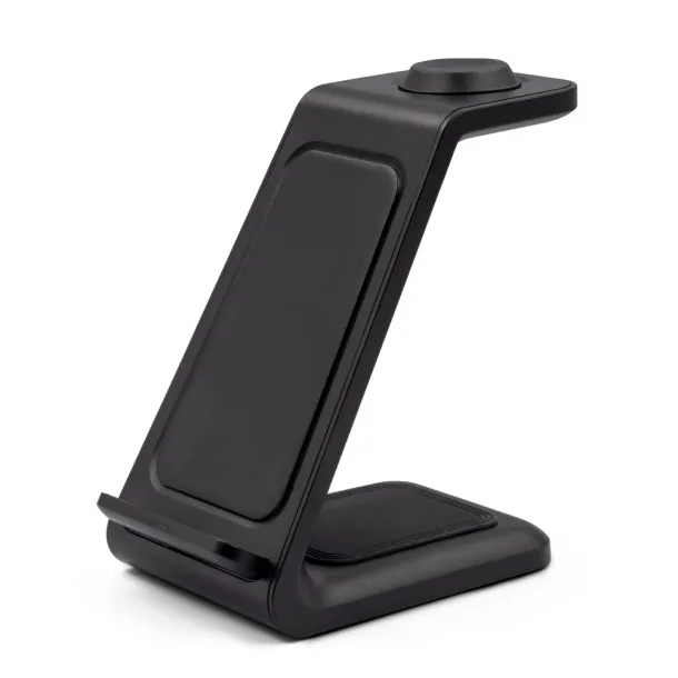 Todd Bežični punjač 3 u 1 i stalak za telefon, 15W Crna