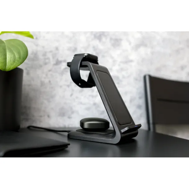 Todd Wireless charger 15W, 3 in 1, phone stand Crna