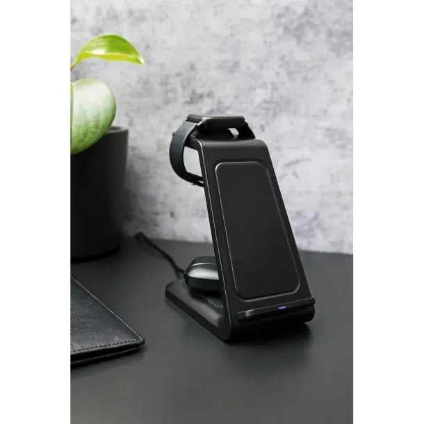 Todd Wireless charger 15W, 3 in 1, phone stand Crna