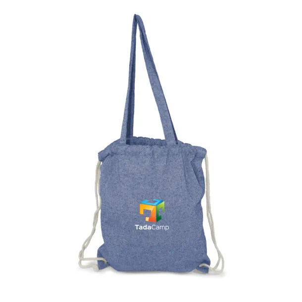 Jamarion 2 u 1 torba s vezicama za kupovinu od recikliranog pamuka - 140 g/m2. Plava