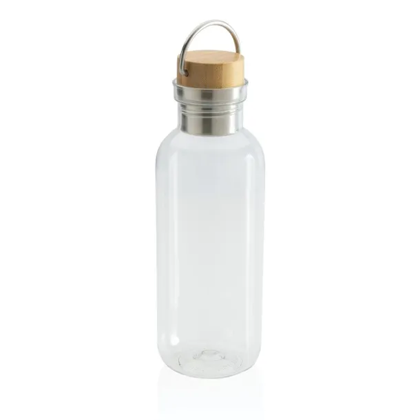  GRS RPET boca s poklopcem od FSC bambusa s ručkom, 680ml - XD Collection Prozirno