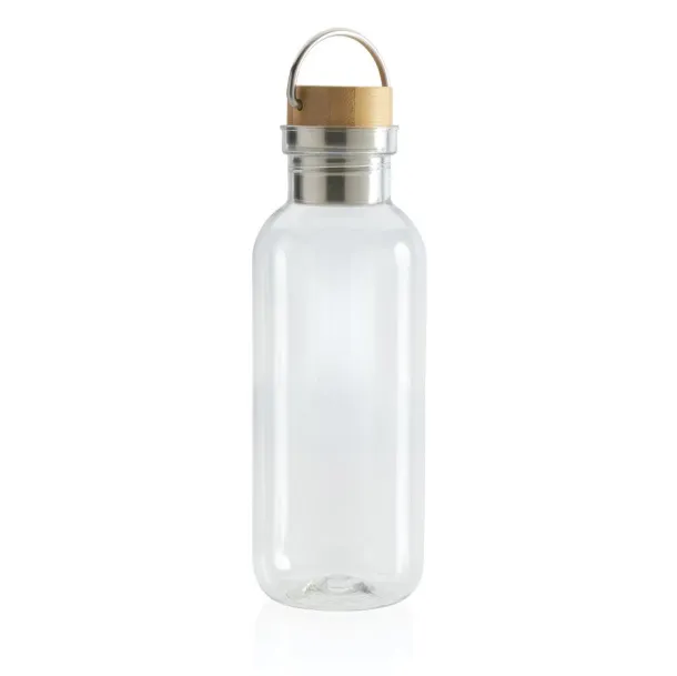  GRS RPET boca s poklopcem od FSC bambusa s ručkom, 680ml - XD Collection Prozirno