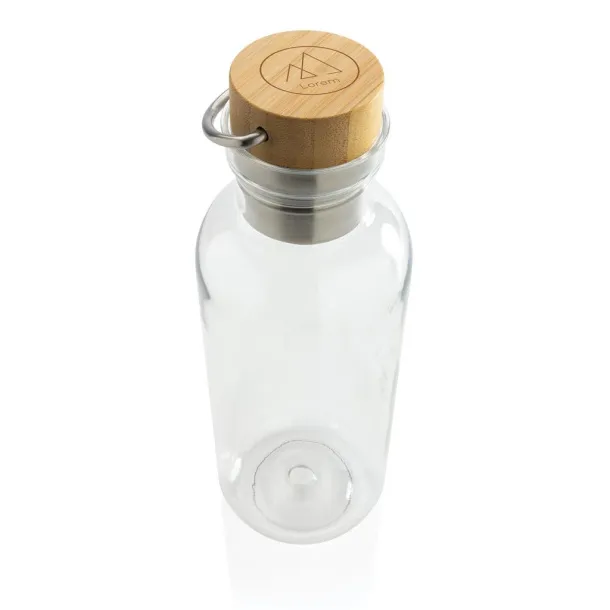  GRS RPET boca s poklopcem od FSC bambusa s ručkom, 680ml - XD Collection Prozirno