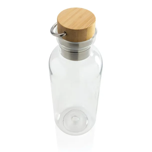 GRS RPET boca s poklopcem od FSC bambusa s ručkom, 680ml - XD Collection Prozirno