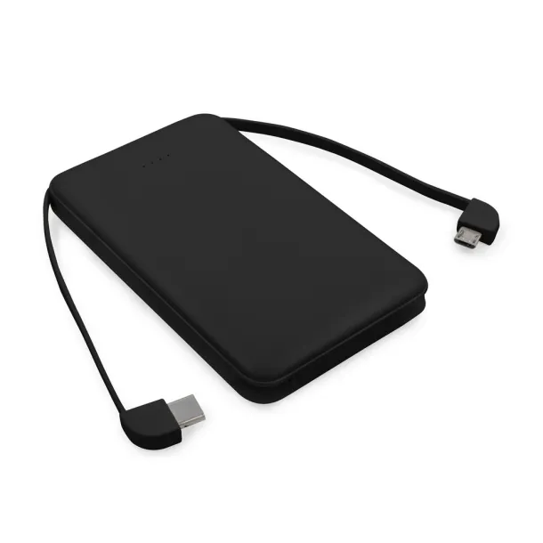  Power bank 5000 mAh with integrated cables, adapter included Crna