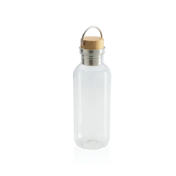  GRS RPET boca s poklopcem od FSC bambusa s ručkom, 680ml - XD Collection Prozirno
