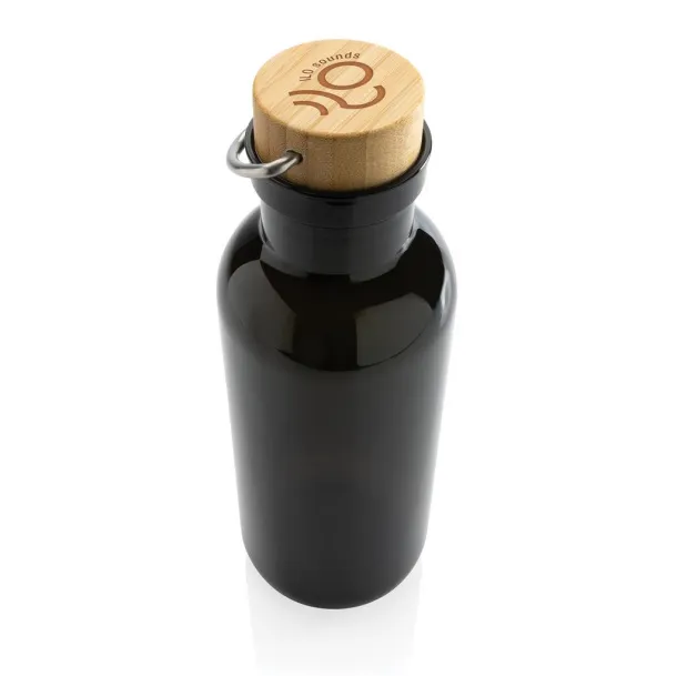  GRS RPET boca s poklopcem od FSC bambusa s ručkom, 680ml - XD Collection Crna