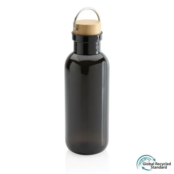  GRS RPET boca s poklopcem od FSC bambusa s ručkom, 680ml - XD Collection Crna