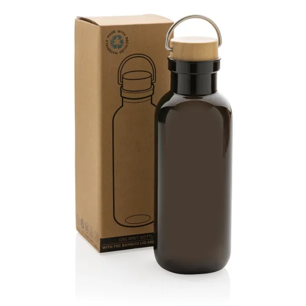  GRS RPET boca s poklopcem od FSC bambusa s ručkom, 680ml - XD Collection Crna