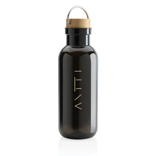  GRS RPET boca s poklopcem od FSC bambusa s ručkom, 680ml - XD Collection Crna